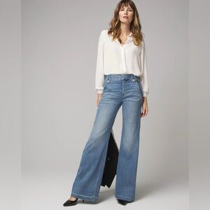 High Rise Every Day Soft Novelty Button Wide Leg Jean